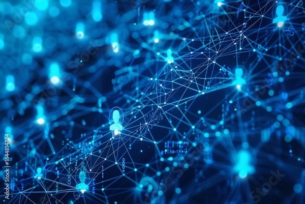 Fototapeta Neural Network Interface Connecting Multiple People Through Data Streams