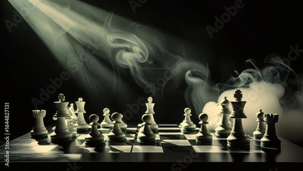 Obraz High Contrast Chess Composition with Long Shadows
