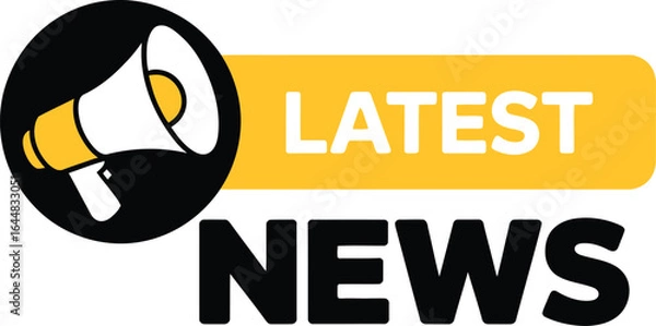 Fototapeta Megaphone icon and latest news text announcing important information and updates