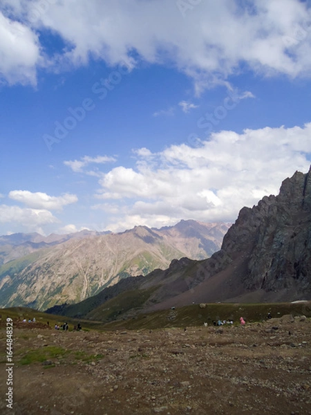 Fototapeta View of the mountain gorge at the resort of Shymbulak, Almaty, Kazakhstan