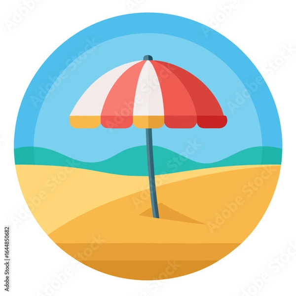 Fototapeta Beach Umbrella Flat Icon