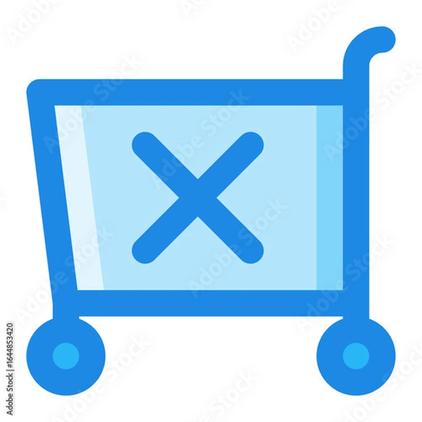 Fototapeta cart shopping remove blue filled color icon.