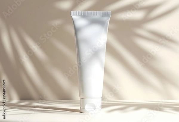 Obraz SPF50+ Sunscreen Tube Mockup with Palm Shadows