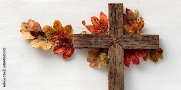 Fototapeta Thanksgiving Image with Cross Background