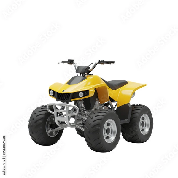 Fototapeta Yellow ATV Four Wheeler 3D Render on Transparent Background