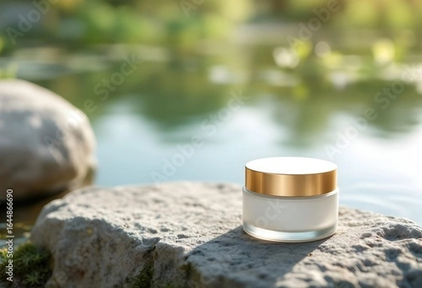 Fototapeta Night Cream Container Placed Near Calm Pond