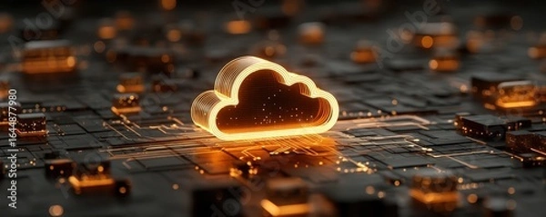 Fototapeta Futuristic 3d render of innovative cloud computing technology