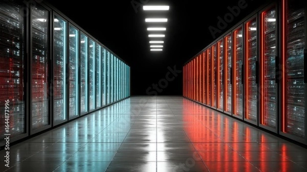 Fototapeta Modern data center innovations transforming server room environments