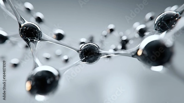 Fototapeta Molecular structure visualization science lab 3d render abstract close-up