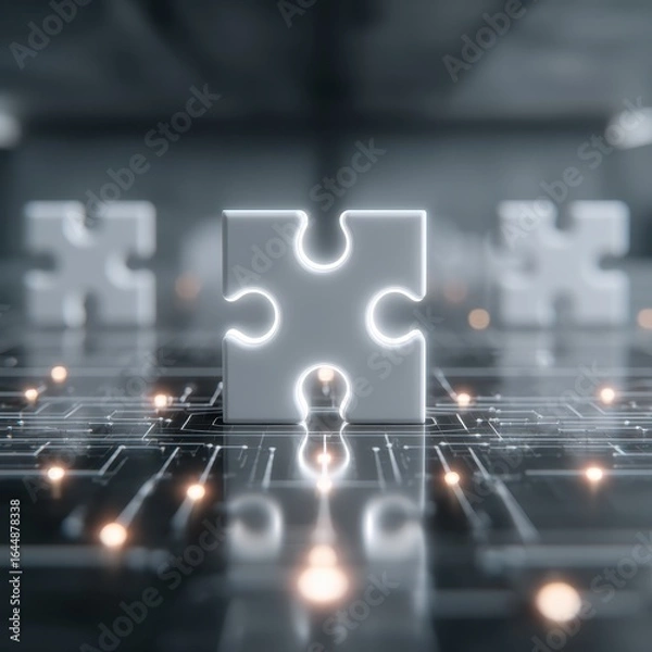 Fototapeta Puzzle piece concept digital environment abstract art technology futuristic