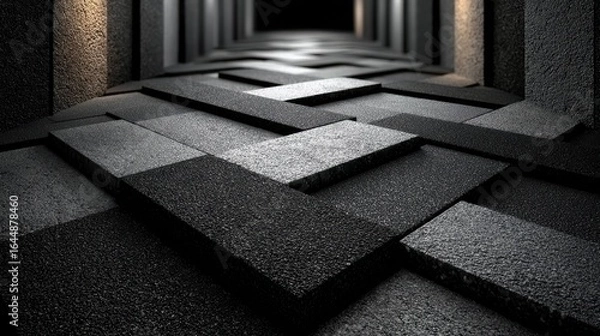 Fototapeta Modern paved path abstract setting texture focus urban environment