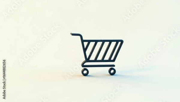 Obraz Headless Commerce. Minimalist black shopping cart icon on white backgr