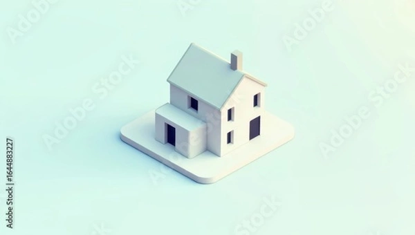 Obraz Hostaway. Minimalist white house model on platform, modern architectur