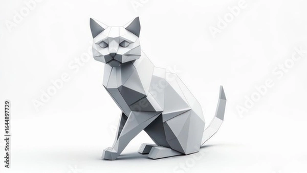 Fototapeta 3D polygonal cat figurine