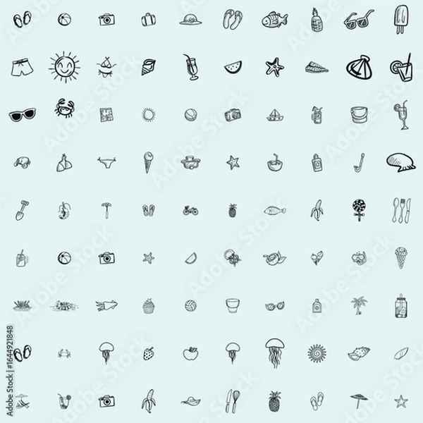 Obraz summer icon set black and flat