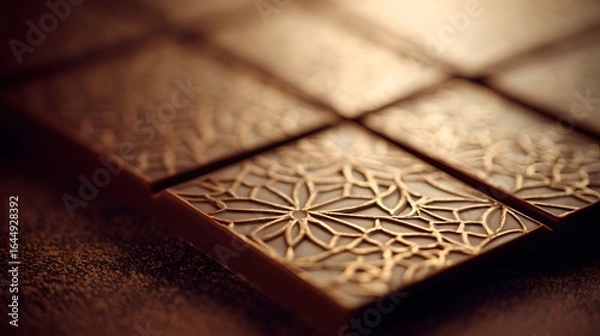 Fototapeta Ornate chocolate bars close-up.