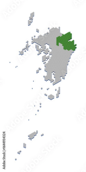 Obraz ハニカム構造状の大分県の地図