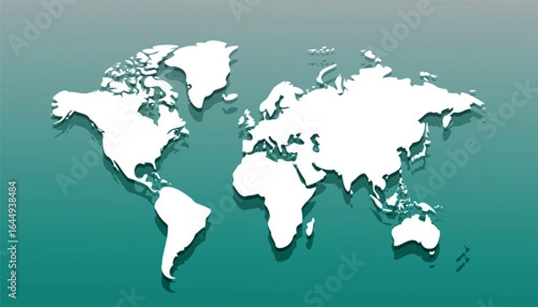 Fototapeta Wolrd map White map on blue white gradient