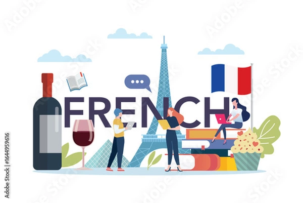 Obraz French language class with french culture elements