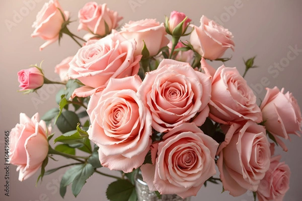 Obraz Roses Blooming in Soft Pink Hues for Romantic Occasions