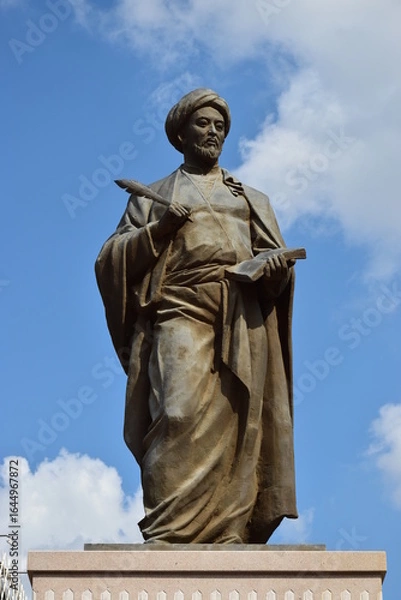 Fototapeta Astana (Nur-Sultan), Kazakhstan – Monument to the medieval islamic philosopher  Abu Nasr Al Farabi (870-950), in Astana (Nur-Sultan), capital of Kazakhstan
