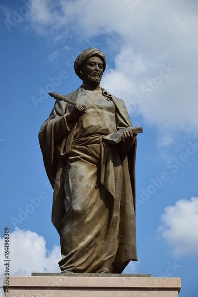 Fototapeta Astana (Nur-Sultan), Kazakhstan – Monument to the medieval islamic philosopher  Abu Nasr Al Farabi (870-950), in Astana (Nur-Sultan), capital of Kazakhstan