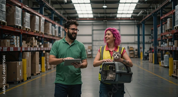 Obraz warehouse workers in warehouse