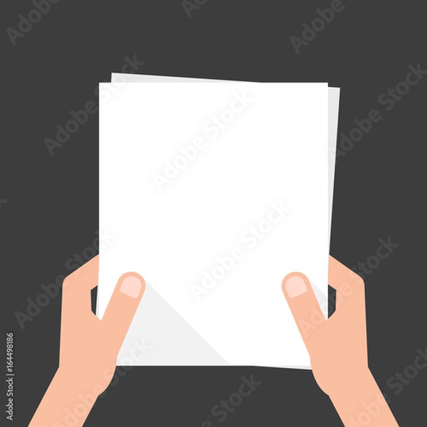 Fototapeta two hands holding white sheet