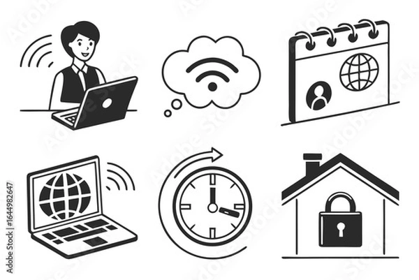 Fototapeta Digital Connectivity and Security Icons.