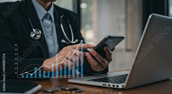 Obraz businessman drawing a graph