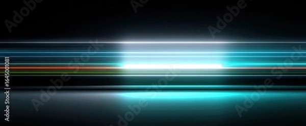 Fototapeta Abstract horizontal light streaks on a dark background
