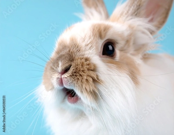 Obraz white rabbit on a blue background