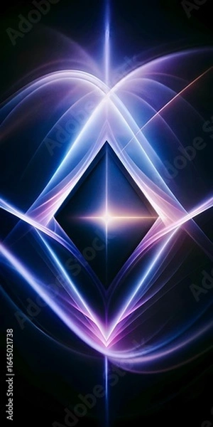 Fototapeta Abstract Diamond Shape with Flowing Light Streaks and Galactic Aura