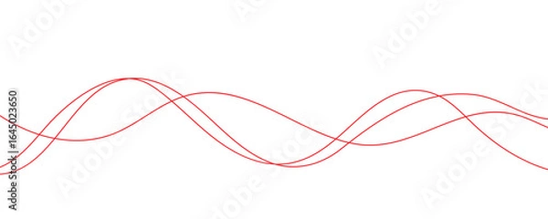Fototapeta abstract red wavy lines vector illustration.