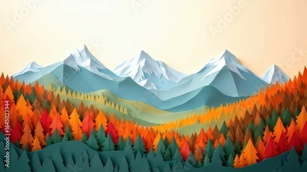 Obraz 3D Layered Paper Fall Landscape