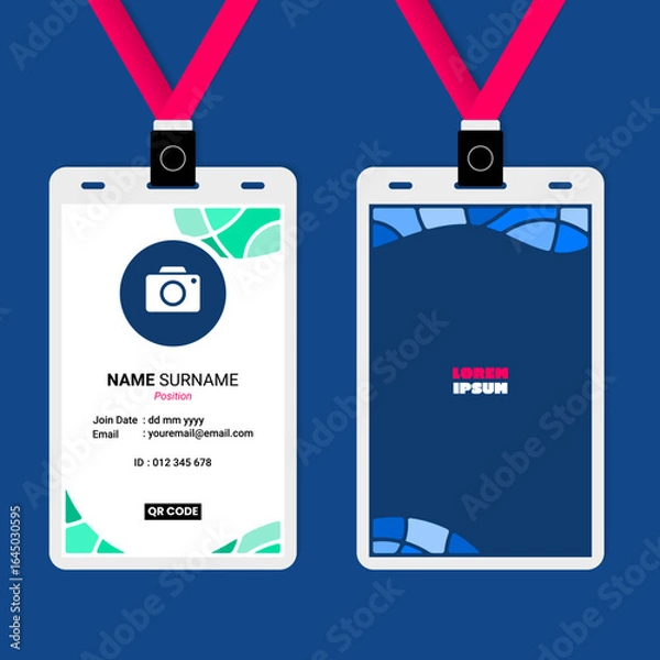 Fototapeta ID Card Design with Abstract Rounded Wave Mosaic