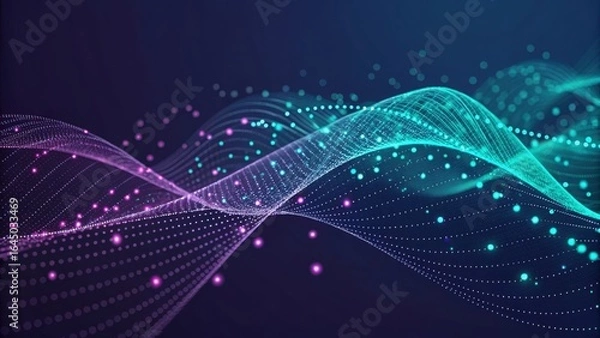 Fototapeta Flowing digital streams depict data in elegant motion creating a futuristic and dynamic network