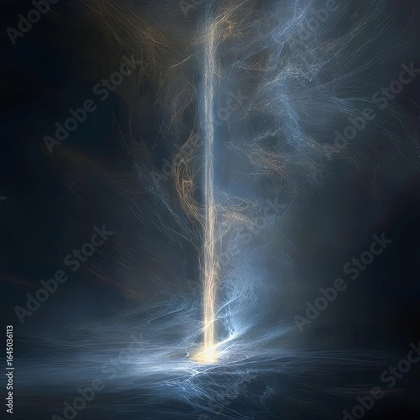 Fototapeta Ethereal Conduit A slender conduit of light channeling abstract energy through darkness modern and symbolic