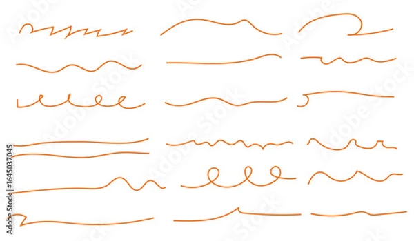 Obraz A messy hand-drawn underline set, text highlighter collection.