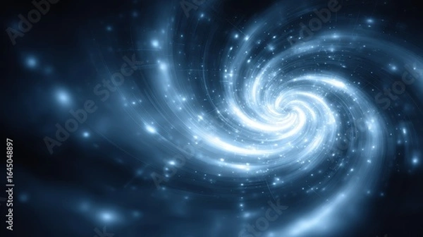 Obraz A mesmerizing cosmic journey through a swirling spiral galaxy of deep blue and purple hues illuminated.