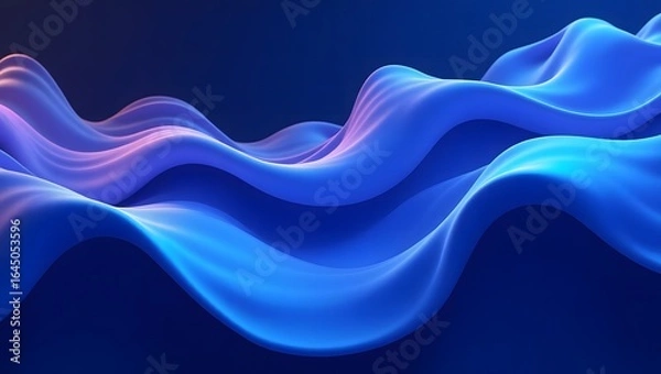 Fototapeta Abstract 3D Wave Background in Blue and Purple Gradient, Smooth Flowing Lines and Digital Fluid Shapes, Modern Futuristic Design