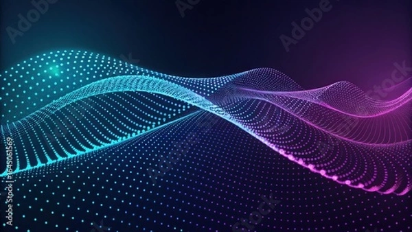 Fototapeta Dancing Waves of Data a futuristic digital landscape with flowing light showing data networks in