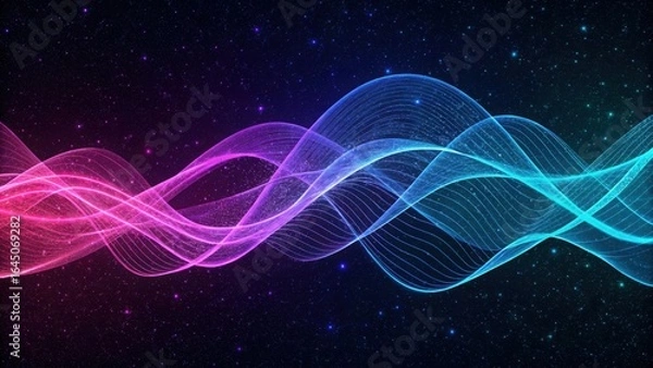 Fototapeta Cosmic waves of energy flowing gracefully across a starlit sky blending vibrant hues of pink and