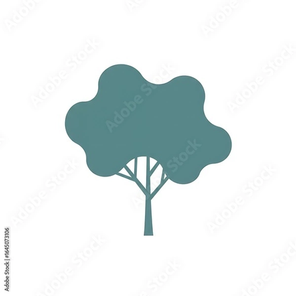 Obraz Stylized Teal Tree Icon on White Background