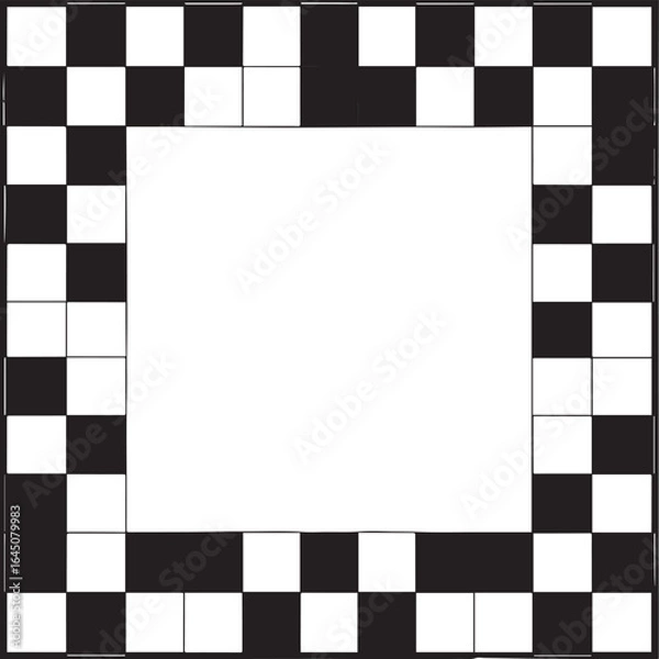 Fototapeta Checkered Frame Black Vector | Rectangle Silhouette Illustration