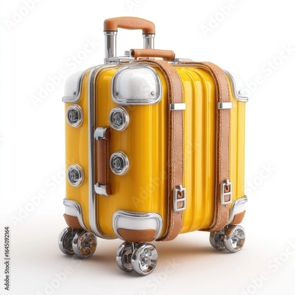 Obraz Stylish yellow suitcase with vintage-inspired details