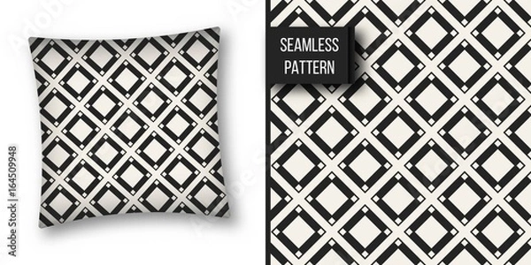 Fototapeta Abstract concept vector monochrome geometric pattern. Black and white minimal background. Creative illustration template. Seamless stylish texture. For wallpaper, surface, web design, textile, decor.