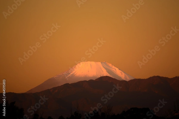Obraz 朝日に染まる富士山
