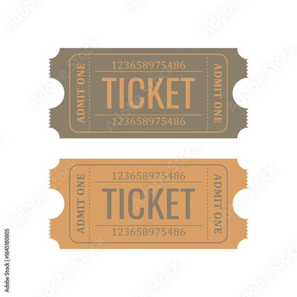 Fototapeta Vintage Admit One Tickets in Brown and Terracotta Tones