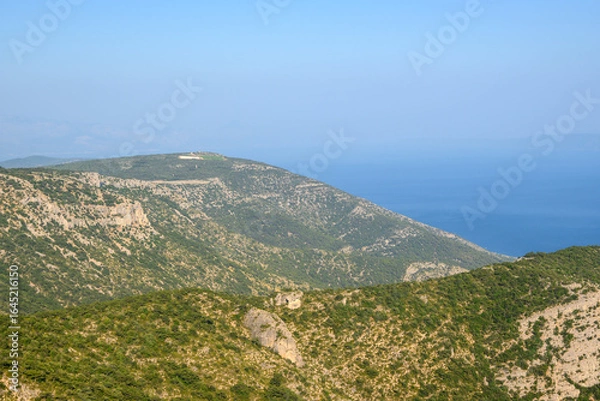 Fototapeta Dalmatian landscape, view from Vidova Gora, the highest mountain of Croatia islands on the island of Brac